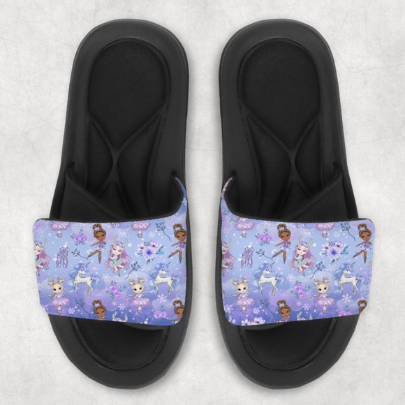 Hand Crafted Other - Girls Purple Sparkly Ballerina Design Memory Foam Hand Pressed Flip Flop Sandal